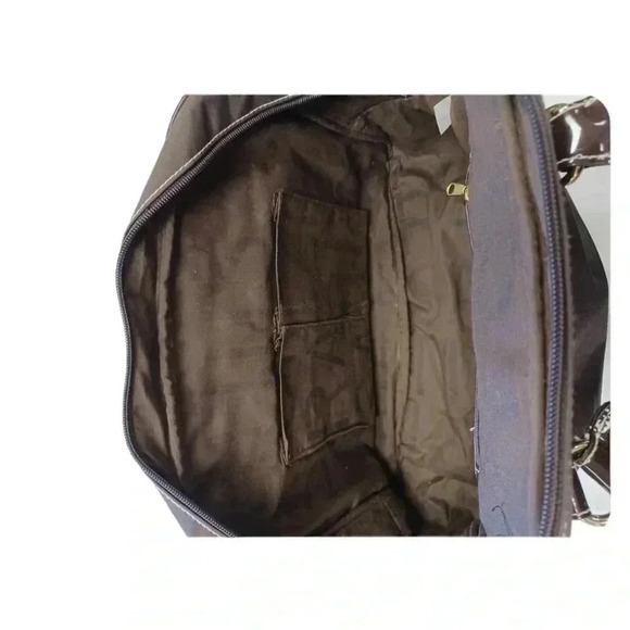 Isaac Mizrahi Brown Patent Leather Shoulder Bag  Purse - Picture 4 of 12